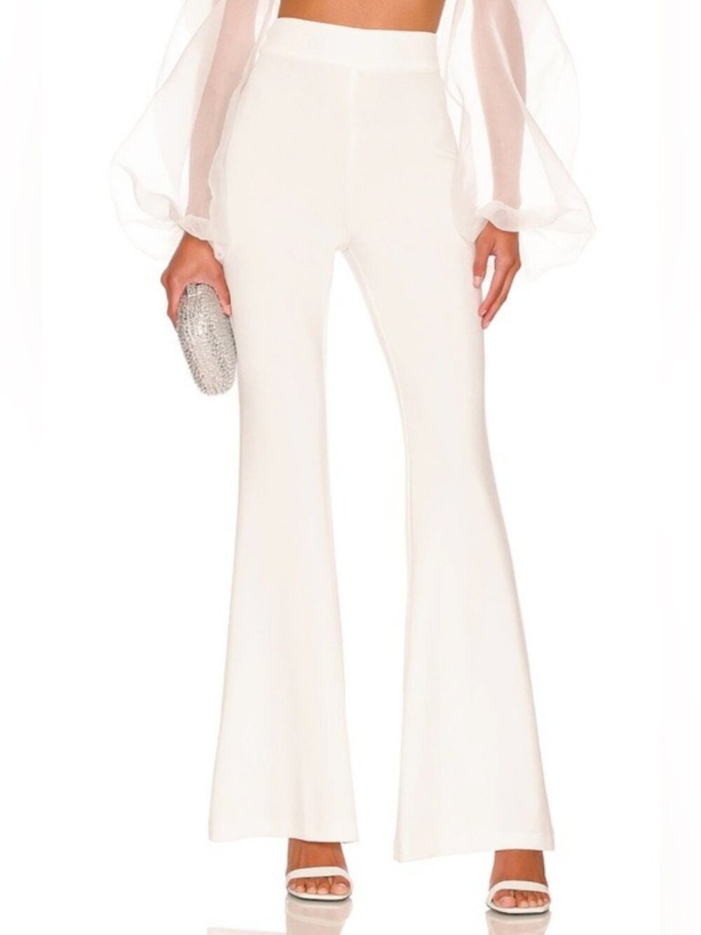 Nookie Illusion Pant Pull on Wide Leg Flat Front Logo Hardware Trousers